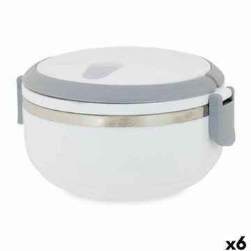 Lunchbox Kinvara SW8034A-1 1 Weiß Grau Anthrazit Edelstahl Polypropylen 700 ml 16 x 9 x 14,5 cm (6 Stück)
