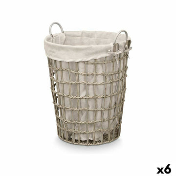 Korb Kipit HX30550 Grau Polyester Stoff Polypropylen Eisen Kunststoff 50 % Baumwolle (6 Stück)