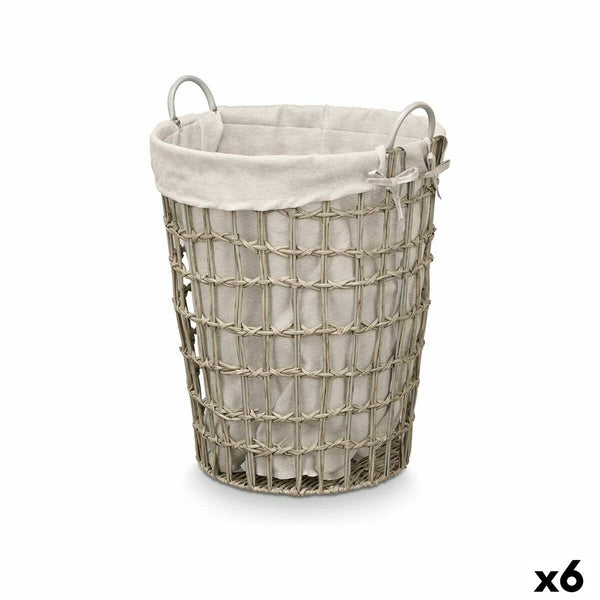 Korb Kipit HX30550 Grau Polyester Stoff Polypropylen Eisen Kunststoff 50 % Baumwolle (6 Stück)