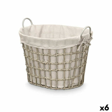 Korb Kipit HX30562 Grau Polyester Stoff Polypropylen Eisen Kunststoff 50 % Baumwolle (6 Stück)