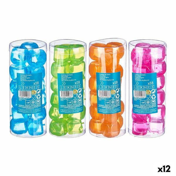 Wiederverwendbare Kühlwürfel Leknes Blau grün Orange Rosa Polyäthylen Destilliertes wasser 6,5 x 16 x 6,5 cm 18 Stücke (12 Stück