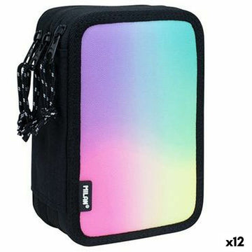 Dreifaches Federmäppchen Milan Sunset Schwarz 19,5 x 13 x 7,5 cm (12 Stück)