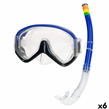 Taucherbrille mit Schnorchel AquaSport Blau (6 Stück)