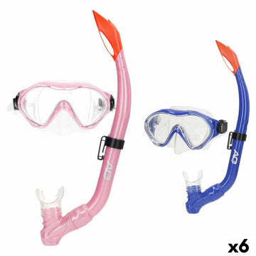 Taucherbrille mit Schnorchel AquaSport Blau Rosa (6 Stück)