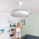 Deckenventilator mit LED-Licht und 4 einklappbaren Flügeln Keteez InnovaGoods Weiß 72 W Ø49-104 cm