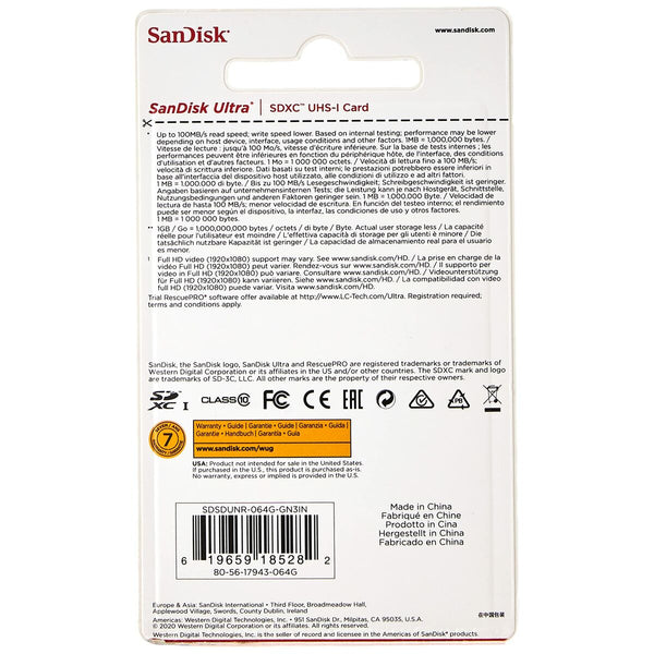 SDXC Speicherkarte SanDisk Ultra 64 GB