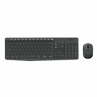 Tastatur mit Drahtloser Maus Logitech MK235 Schwarz Grau QWERTY Qwerty US