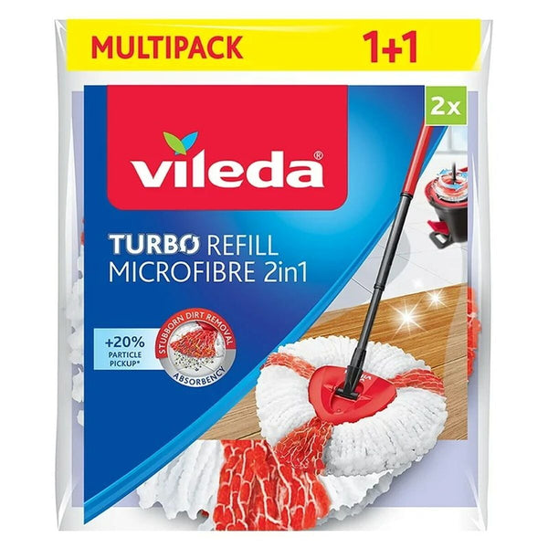 Scrubbing Mop Nachfüllpackung Vileda Turbo 2in1 Mikrofaser Polyamid Polyester (2 Stück)