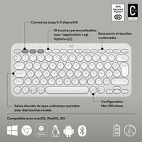 Bluetooth-Tastatur für Tablet Logitech K380 Französisch Weiß AZERTY