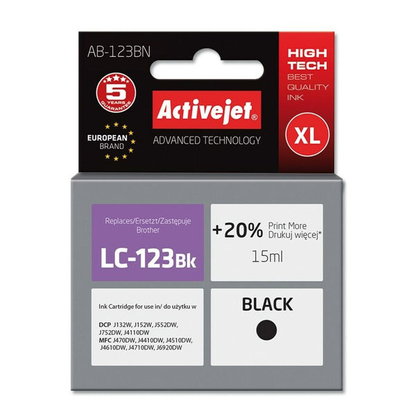 Original Tintenpatrone Activejet AB-123BN Schwarz