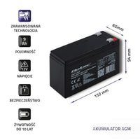 Batterie für Unterbrechungsfreies Stromversorgungssystem USV Qoltec 53031 9 Ah 12 V