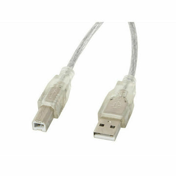 USB A zu USB-B-Kabel Lanberg CA-USBA-12CC-0018-TR 1,8 m 480 Mbit/s Weiß Durchsichtig 1,8 m