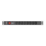 Schuko 19" 8 Steckerleiste mit An/Aus Schalter Lanberg PDU-08I-0200-C20-BK (2 m)