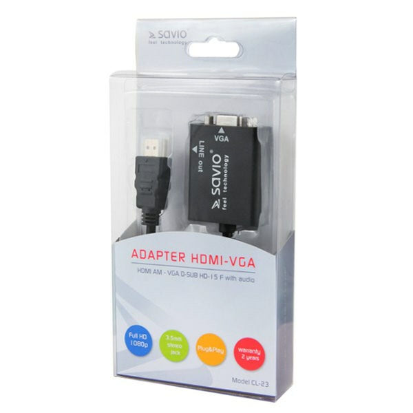 Adapter HDMI auf VGA Savio CL-23 Schwarz