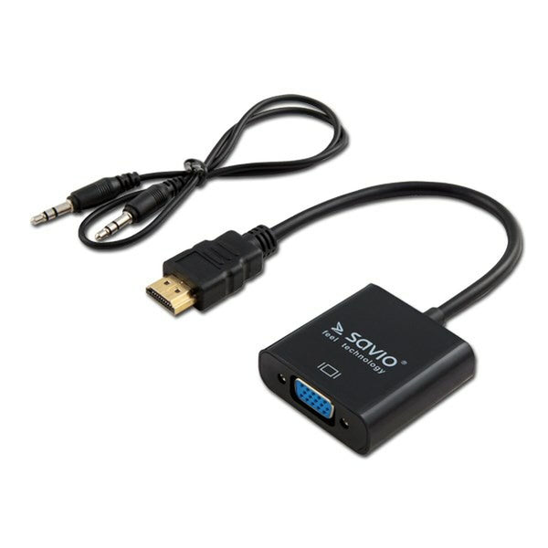 HDMI-zu-VGA-Adapter mit Audio Savio CL-23/B Schwarz 50 cm