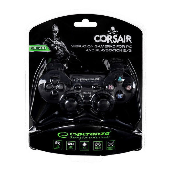 Drahtloser Gaming Controller Esperanza Corsair GX500 Schwarz PC PlayStation 3 PlayStation 2