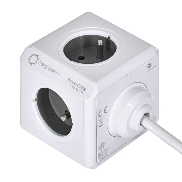 Würfel mit Steckdosenanschluss Allocacoc PowerCube Extended USB Type E Schwarz (1,5 m)