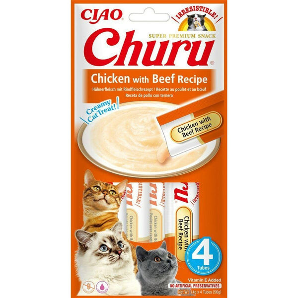 Snack für Katze Inaba Churu 4 x 14 g Huhn Rindfleisch